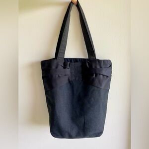 Yves Saint Laurent YSL Beauty Parfums Canvas Tote Bag Black Satin Gathered